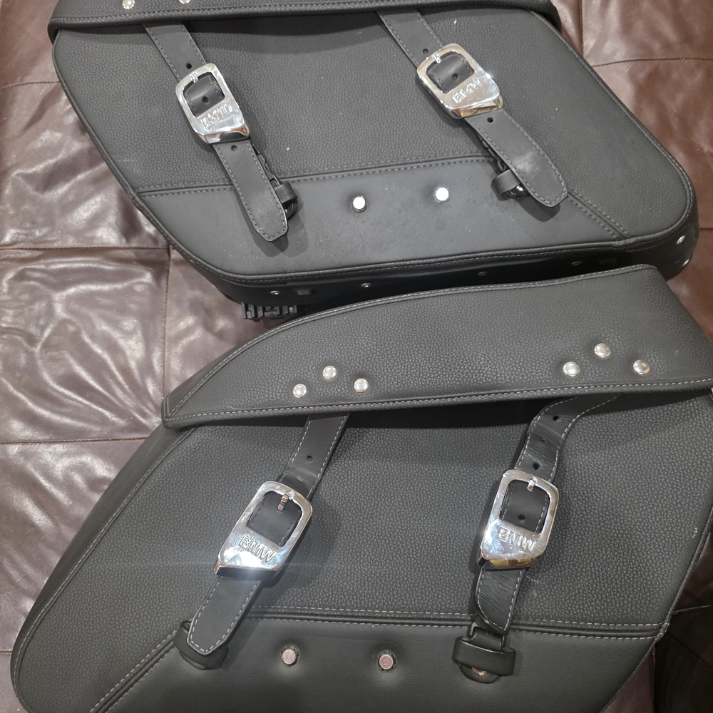 BMW Black Saddle Bags with Silver Accents